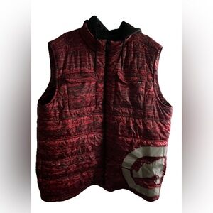 Ecko Unltd Red Black Hooded Puffer Vest Size 3XL Polyester Rhino Logo